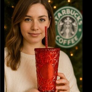 BRAND NEW STARBUCKS 16OZ LIMITED EDITION RED PRISM TUMBLER UNICORN STRAW & LID